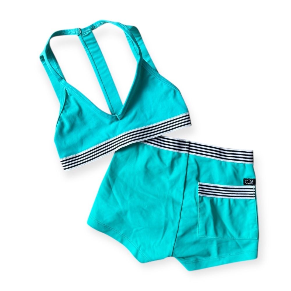 COVE Kids Turquoise Dance Set Top Shorts Size S